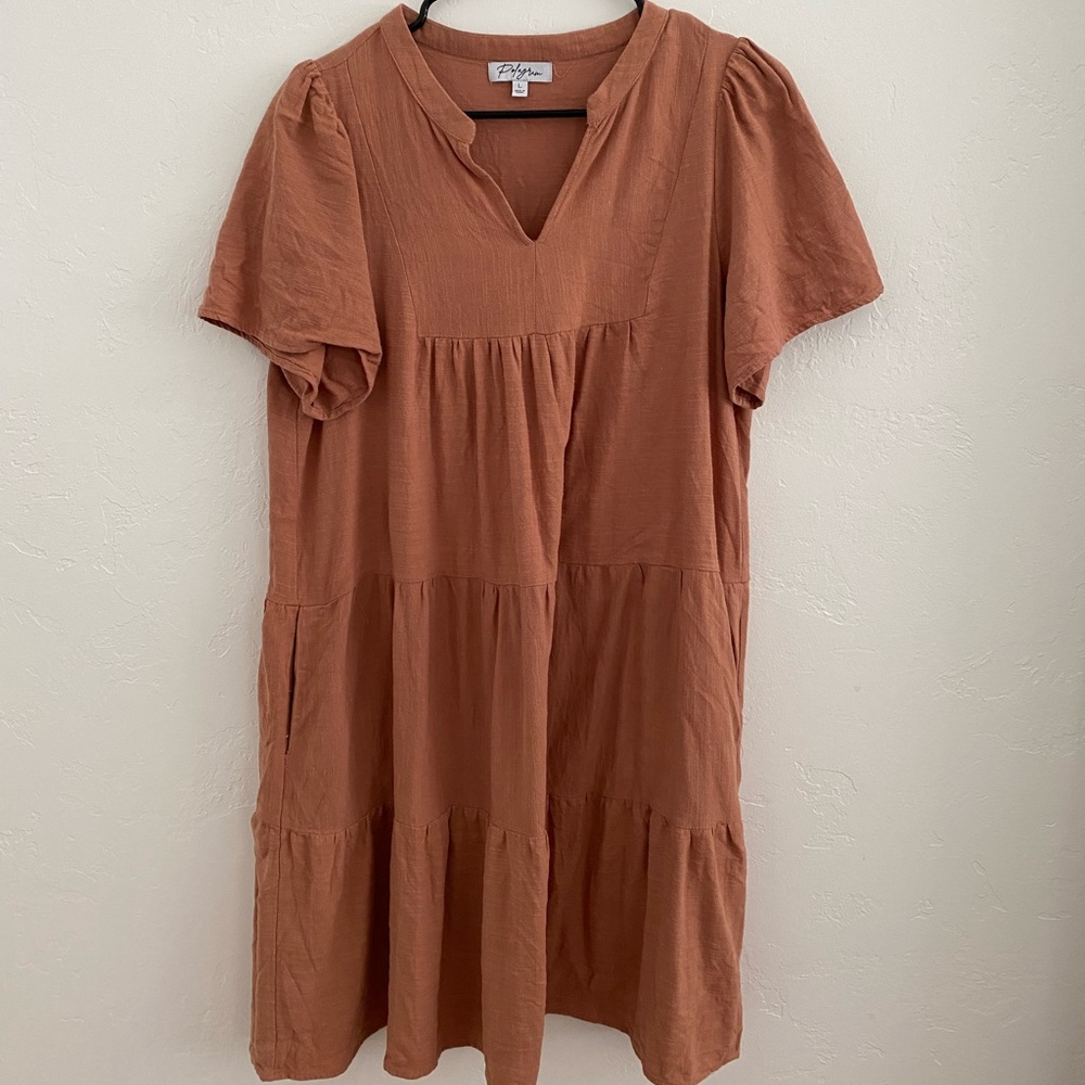 Rust color tiered dress size large